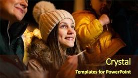  Presentation with food market - Presentation enhanced with traditional food at christmas market background and a tawny brown colored foreground