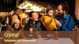  Presentation with christmas food - Colorful PPT theme enhanced with traditional food at christmas market backdrop and a tawny brown colored foreground