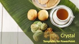  Presentation with malaysia - Theme consisting of traditional food for buka puasa background and a tawny brown colored foreground