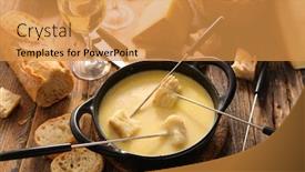  Presentation with bread - Presentation theme enhanced with traditional-french-cheese-fondue background and a gold colored foreground