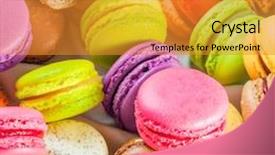  Presentation with traditional - Presentation design with traditional french colorful macarons as a background there are sweet meringue-based confection which are often confused with the macaroons background and a gold colored foreground
