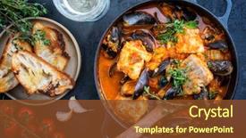  Presentation with garlic - Slides having traditional french corsican fish stew background and a tawny brown colored foreground