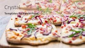  Presentation with flame - Cool new PPT theme with traditional-french-dish-tarte-flambee backdrop and a lemonade colored foreground