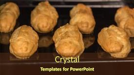  Presentation with baking - Beautiful slide set featuring traditional french eclairs baking and growth in the oven backdrop and a tawny brown colored foreground