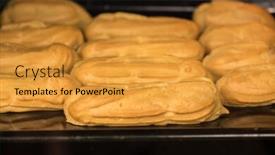  Presentation with baking - Beautiful slide deck featuring traditional french eclairs baking and growth in the oven backdrop and a gold colored foreground