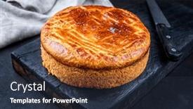  Presentation with vanilla - Slide deck featuring traditional-french-gateau-basque-cake background and a tawny brown colored foreground