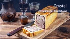  Presentation with traditional - Presentation design with traditional-french-pate-en-croute background and a navy blue colored foreground