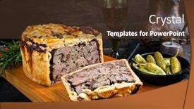  Presentation with cutting-board - Audience pleasing slide set consisting of traditional-french-pate-en-croute backdrop and a tawny brown colored foreground