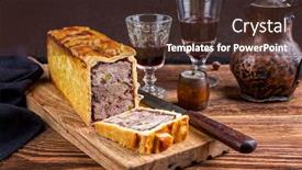  Presentation with traditional - Audience pleasing slide deck consisting of traditional-french-pate-en-croute backdrop and a tawny brown colored foreground