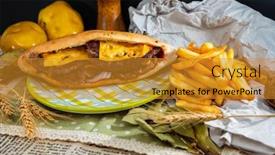  Presentation with free steak - Audience pleasing slide set consisting of traditional-french-sandwich-steak-emmental backdrop and a gold colored foreground