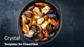  Presentation with king - Slide deck featuring traditional-french-seafood-bouillabaisse background and a navy blue colored foreground