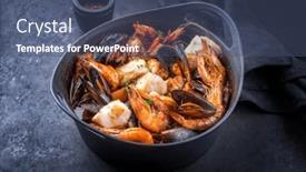  Presentation with king - Theme featuring traditional-french-seafood-bouillabaisse background and a ocean colored foreground