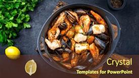  Presentation with king - Slides consisting of traditional-french-seafood-bouillabaisse background and a tawny brown colored foreground