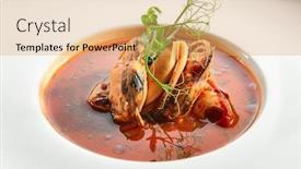  Presentation with provencal cuisine - PPT layouts consisting of traditional-french-soup-with-seafood background and a yellow colored foreground