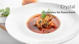  Presentation with provencal cuisine - PPT layouts consisting of traditional-french-soup-with-seafood background and a white colored foreground
