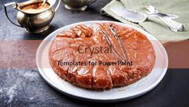  Presentation with vanilla - Slide deck having traditional-french-tarte-tatin background and a coral colored foreground