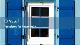  Presentation with traditional wood - Audience pleasing PPT theme consisting of traditional french window in brittany backdrop and a ocean colored foreground