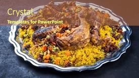  Presentation with fried chicken - Presentation having traditional-fried-arabic-chicken-majboos background and a red colored foreground