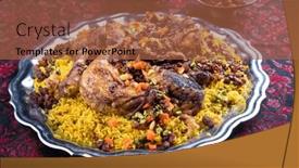  Presentation with fried chicken - Slide set enhanced with traditional-fried-arabic-chicken-majboos background and a red colored foreground