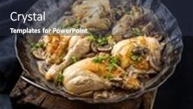  Presentation with frying - Presentation having traditional-fried-chicken-wings background and a wine colored foreground