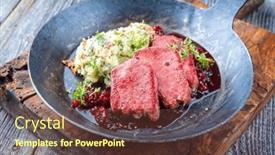  Presentation with veal - PPT theme having traditional-fried-cured-and-sliced background and a  colored foreground