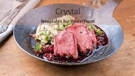  Presentation with veal - Presentation with traditional-fried-cured-and-sliced background and a coral colored foreground