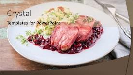  Presentation with veal - Presentation featuring traditional-fried-cured-and-sliced background and a  colored foreground