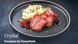  Presentation with veal - Presentation with traditional-fried-cured-and-sliced background and a  colored foreground