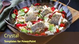  Presentation with feta cheese - Cool new presentation theme with traditional-fried-greek-cod-fish backdrop and a tawny brown colored foreground