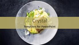  Presentation with olive green - Presentation theme enhanced with traditional-fried-skrei-cod-fish background and a yellow colored foreground