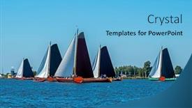  Presentation with sailing - Presentation theme enhanced with traditional-frisian-wooden-sailing-ships background and a light blue colored foreground