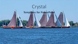  Presentation with sailing - Presentation design with traditional-frisian-wooden-sailing-ships background and a light blue colored foreground