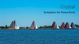  Presentation with sailing - Theme consisting of traditional-frisian-wooden-sailing-ships background and a teal colored foreground
