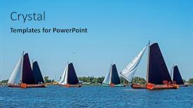  Presentation with sailing - Presentation design having traditional-frisian-wooden-sailing-ships background and a light blue colored foreground