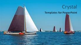  Presentation with sailing - Slide deck having traditional-frisian-wooden-sailing-ships background and a teal colored foreground