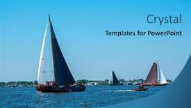  Presentation with sailing - PPT theme with traditional-frisian-wooden-sailing-ships background and a light blue colored foreground