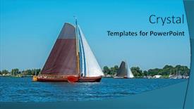  Presentation with sailing - Presentation theme with traditional-frisian-wooden-sailing-ships background and a teal colored foreground