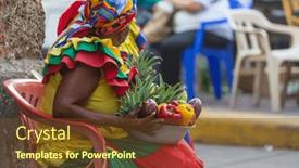  Presentation with cartagena colombia - Slides consisting of traditional-fruit-street-vendors background and a tawny brown colored foreground