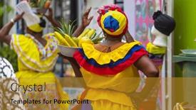  Presentation with cartagena colombia - PPT theme with traditional-fruit-street-vendors background and a gold colored foreground