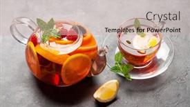  Presentation with tea - Amazing presentation theme having traditional-fruit-tea-in-teapot backdrop and a soft green colored foreground