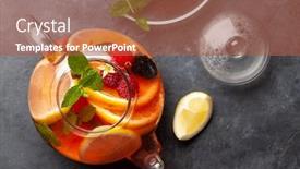  Presentation with mint - Cool new PPT theme with traditional-fruit-tea-in-teapot backdrop and a red colored foreground