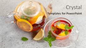  Presentation with mint - Cool new presentation theme with traditional-fruit-tea-in-teapot backdrop and a lemonade colored foreground