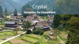  Presentation with traditional - PPT layouts enhanced with traditional-gassho-zukuri-house background and a teal colored foreground