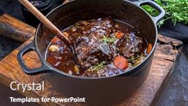  Presentation with cutting board - Slide set having traditional-german-braised-beef-cheeks background and a tawny brown colored foreground