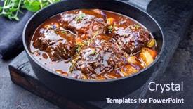  Presentation with carrots - Beautiful PPT theme featuring traditional-german-braised-beef-cheeks backdrop and a wine colored foreground