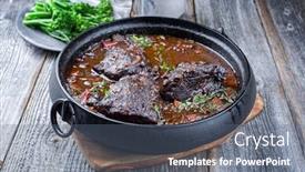  Presentation with beef - Slide set with traditional-german-braised-beef-cheeks background and a gray colored foreground