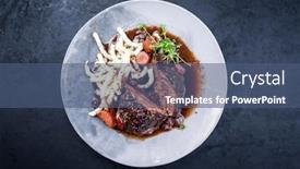  Presentation with carrots - Colorful presentation theme enhanced with traditional-german-braised-beef-cheeks backdrop and a ocean colored foreground