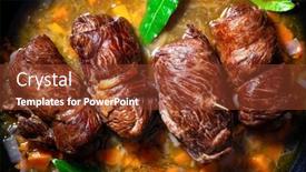  Presentation with roast beef - Presentation design with traditional-german-meal-of-beef background and a tawny brown colored foreground