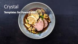  Presentation with dark space - Theme consisting of traditional-german-pork-roast-served and a tawny brown colored foreground
