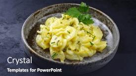  Presentation with close up of rusty rebar - Presentation theme featuring traditional-german-potato-salad background and a wine colored foreground